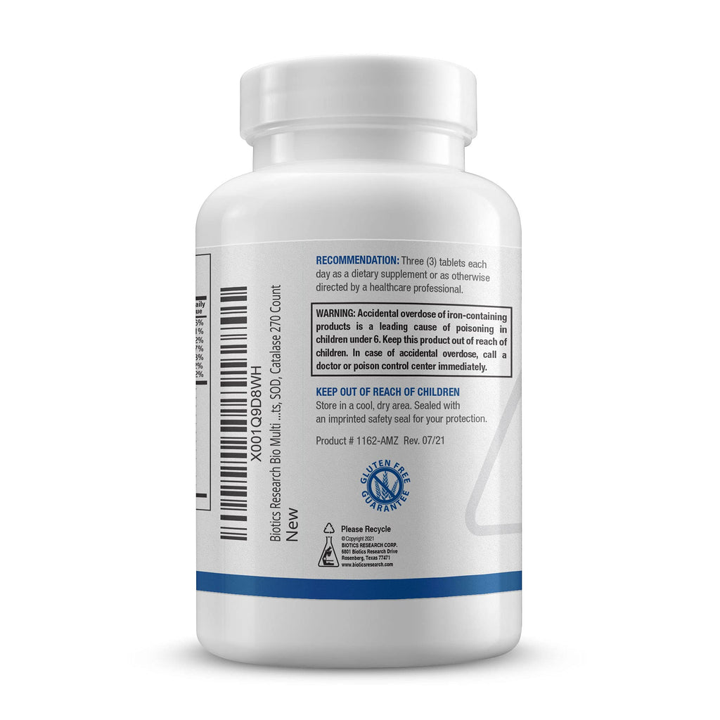 BIOTICS RESEARCH Bio-Multi Plus - Robust Foundational Multivitamin/Mineral Formula, Contains Plant-Based Trace Minerals 270 Tablets