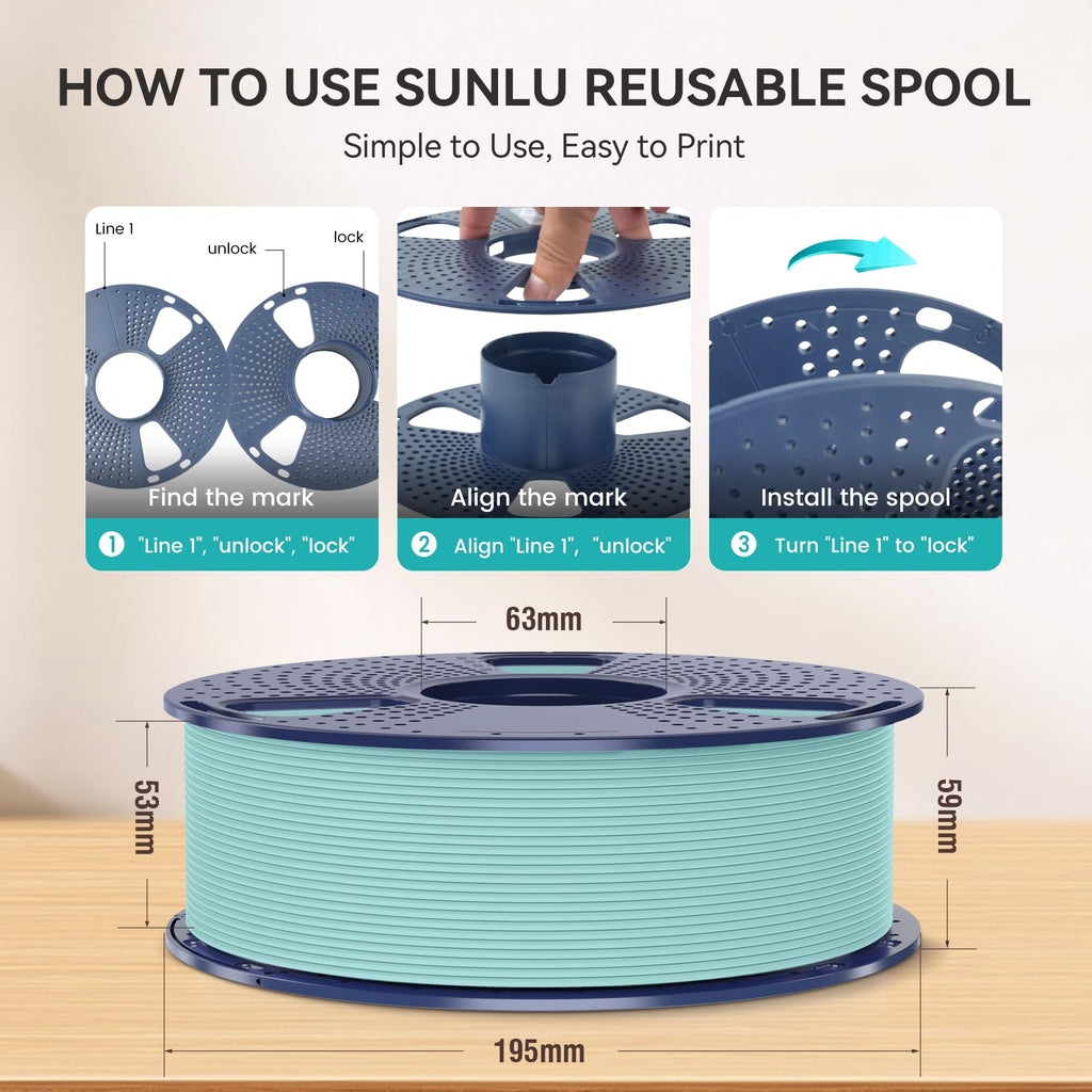 SUNLU 2KG Bundle PLA Matte 1.75mm, Matte Surface 3D Printer Filament