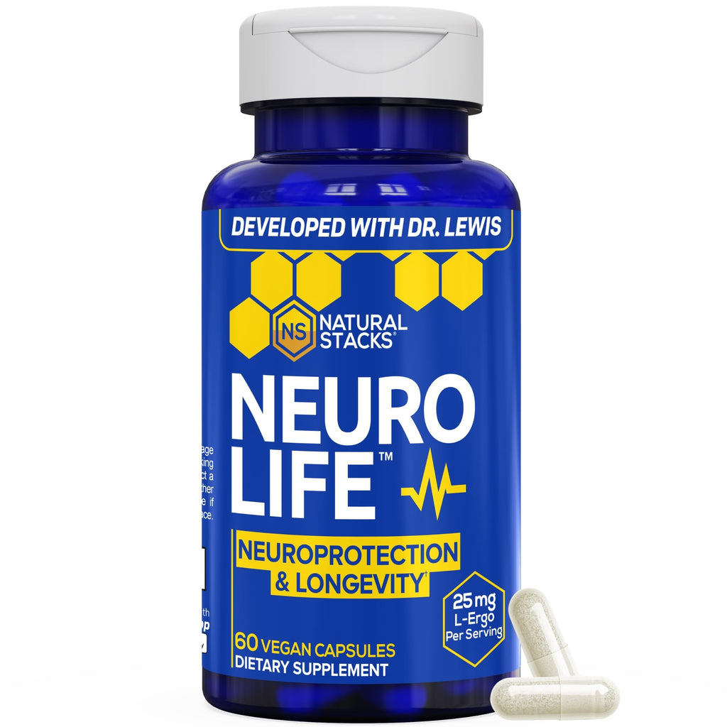 NeuroLife Longevity Supplement - 500mg Taurine & 400mg Berberine Supplement - Clinically Tested MitoPrime L-Ergothioneine - Brain Support for Cognitive Vitality - 60 Berberine Capsules