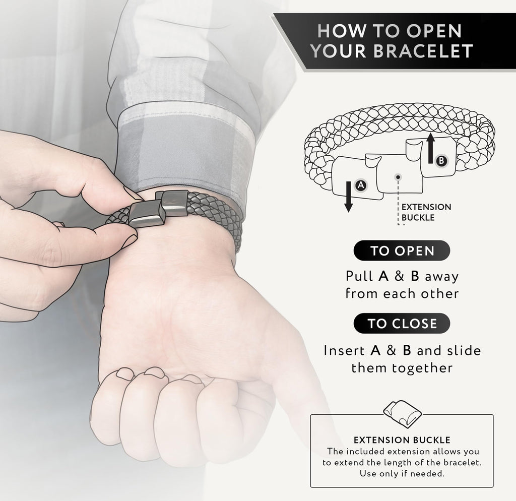 RTZN® Black Leather Bracelet for Men – Premium Artisan Handcrafted Double Strand Black Braided Leather Bracelet – Authentic Stacked Mens Leather Bracelets (Medium)