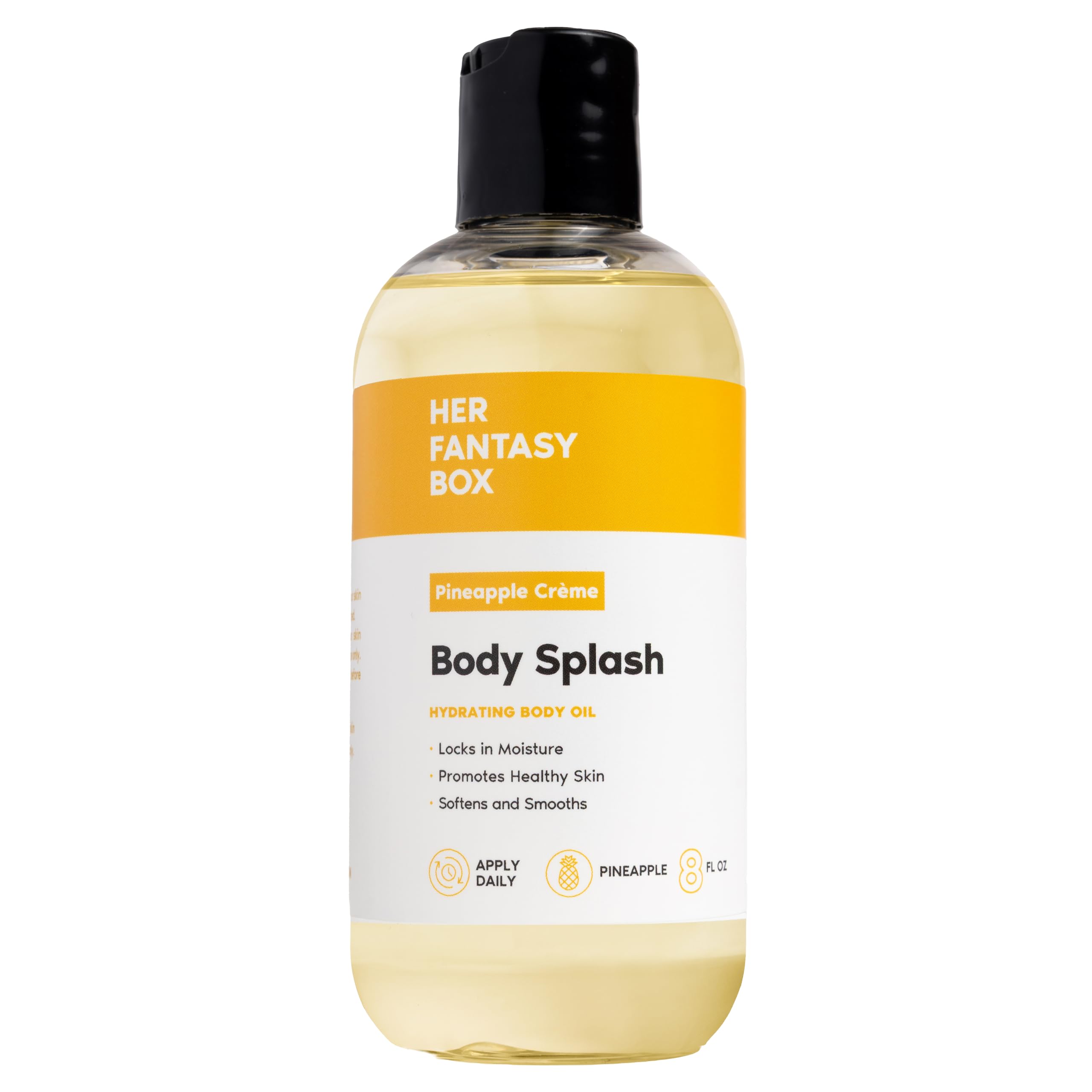 Her Fantasy Box | Body Splash Hydrating Body Oil (Pineapple Creme) - Moisturizing, Non-Greasy Formula for Soft, Smooth Skin - All-Natural, Lightweight & Nourishing