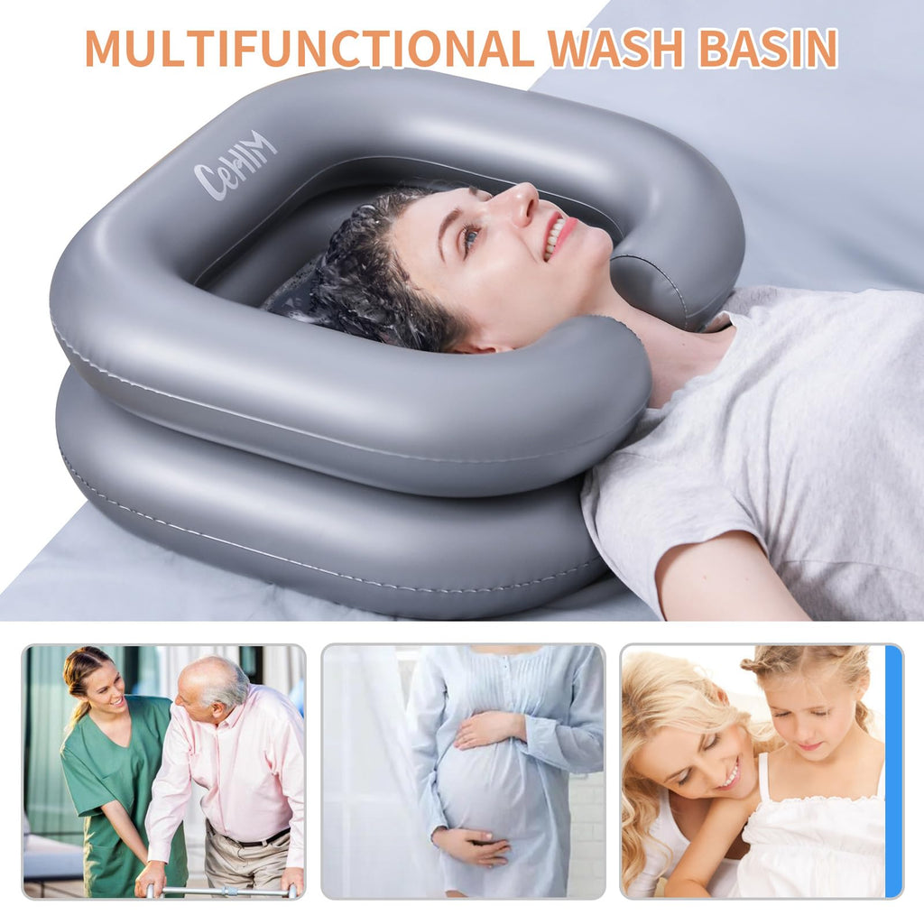 Cehim Inflatable Shampoo Basin - Portable Shampoo Bowl, Hair Washing Basin for Bedridden, Disabled,Injured, Hair Wash Tub for Dreadlocks and at Home Sink Washing