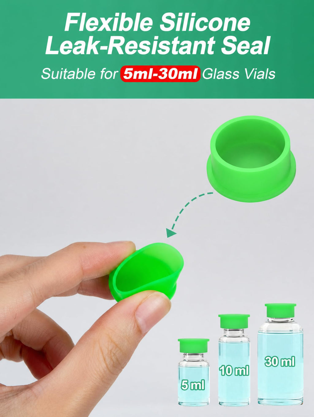 10ml & 30ml Vial Caps, Silicone Peptide Vial Covers, 35 Pack, 7 Colors