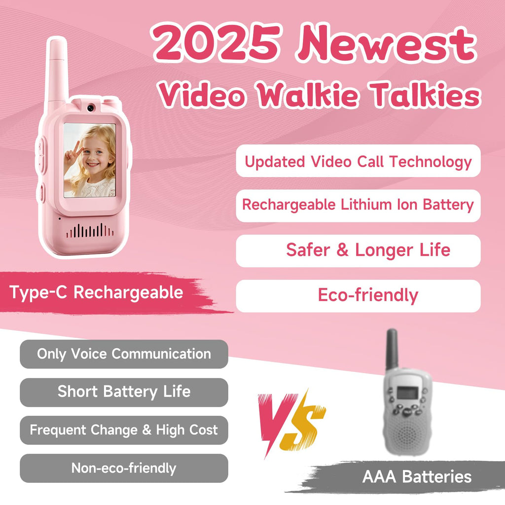 Video Walkie Talkies for Kids, 2 Pack Kids Two Way Radio Toy Walkie Talkies