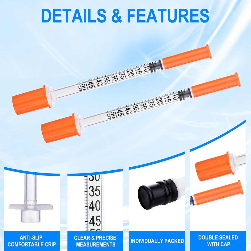 Lab Liquid Measurement U-100-30G 0.5cc/mL，5/16" 8mm Individually Wrapped (Pack of 100)