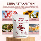 ZERIA Astaxanthin 12mg, Natural Microalgae Antioxidant for Eye, Skin & Immune Support - 150 Softgels