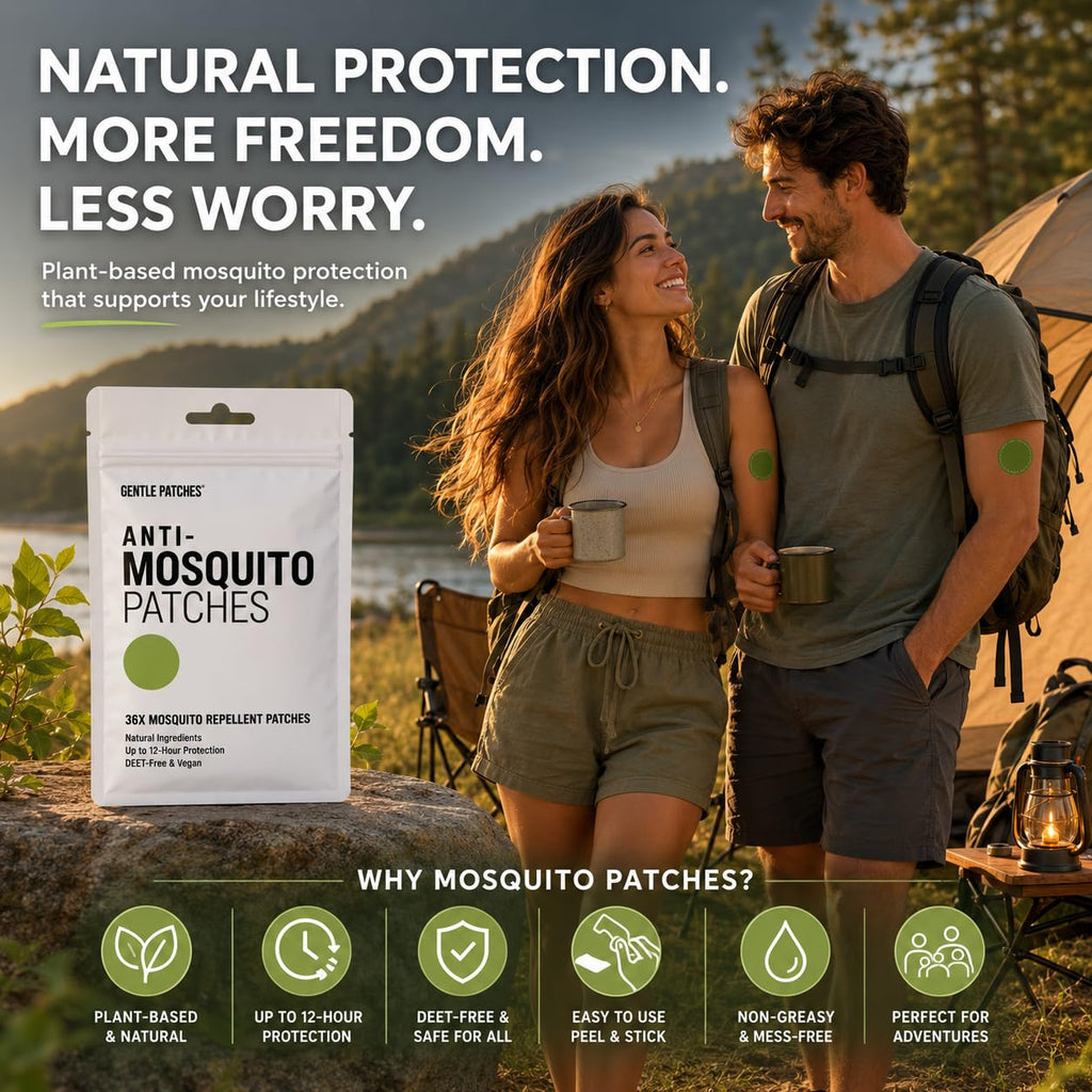 Gentle Patches Natural Essential Oil Outdoor Support - Citronella & Lemongrass Summer Aromatic Patches for Kids and Adults - Plant-Based Protective Shield - 36 Count Travel Essentials for Camping