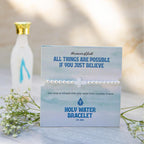 Holy Water Inspirational Stretch Bracelet for Women, Crystal Pearl Beads