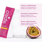 Create Creatine + Electrolytes Mix - Creatine Monohydrate Stick Packs, Supports Energy and Hydration, NSF Certified for Sport, 30 Count, Passion Fruit