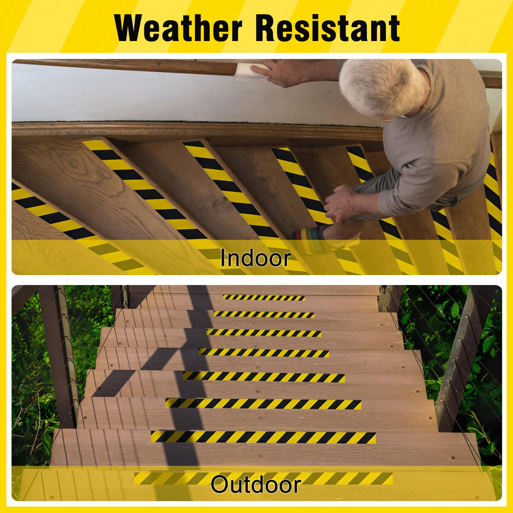 S&X Black/Yellow Anti Slip Tape, 6" x 33 FT, Heavy-Duty Grip Tape for Stairs Outdoor Waterproof Safety Non Skid Roll High Traction Non Slip Treads with Hard-Wearing Surface