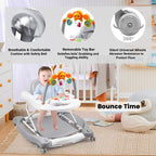 Boyro Baby Baby Walker, 5-in-1 Baby Walkers for Boys and Girls 6-12 Months with Bouncer, Removable Footrest, Feeding Tray & Music, Foldable & Adjustable Activity Walker for 6-18 Months Toddler Infant