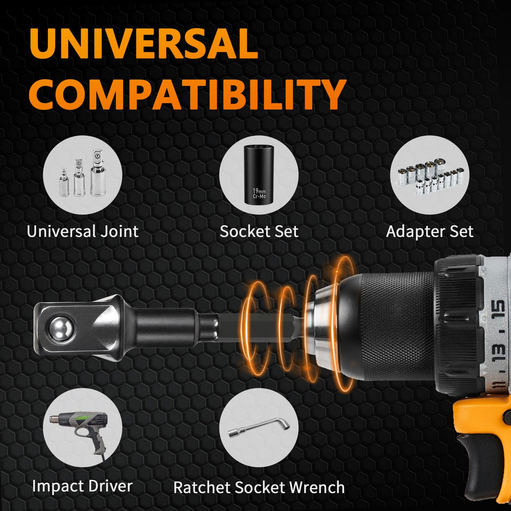 Mellbree 1/2 Impact Socket Adapter 1/4 to 1/2 for Impact Driver/Drill