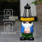 Guardian Garden Gnome Statue Solar Lantern Light Resin Outdoor Yard Decor