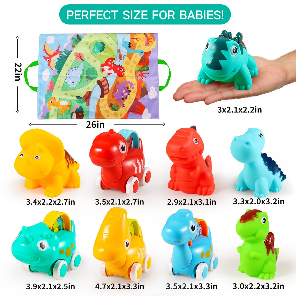 ALASOU 9 PCS Dinosaur Fantastic Creatures Car Toys with Playmat/Storage Bag|Baby Toys for 1 2 Year Old Boy|1st Birthday Gifts for Toddler|1 Year Old Boy Gift for Infant 12 18 Months