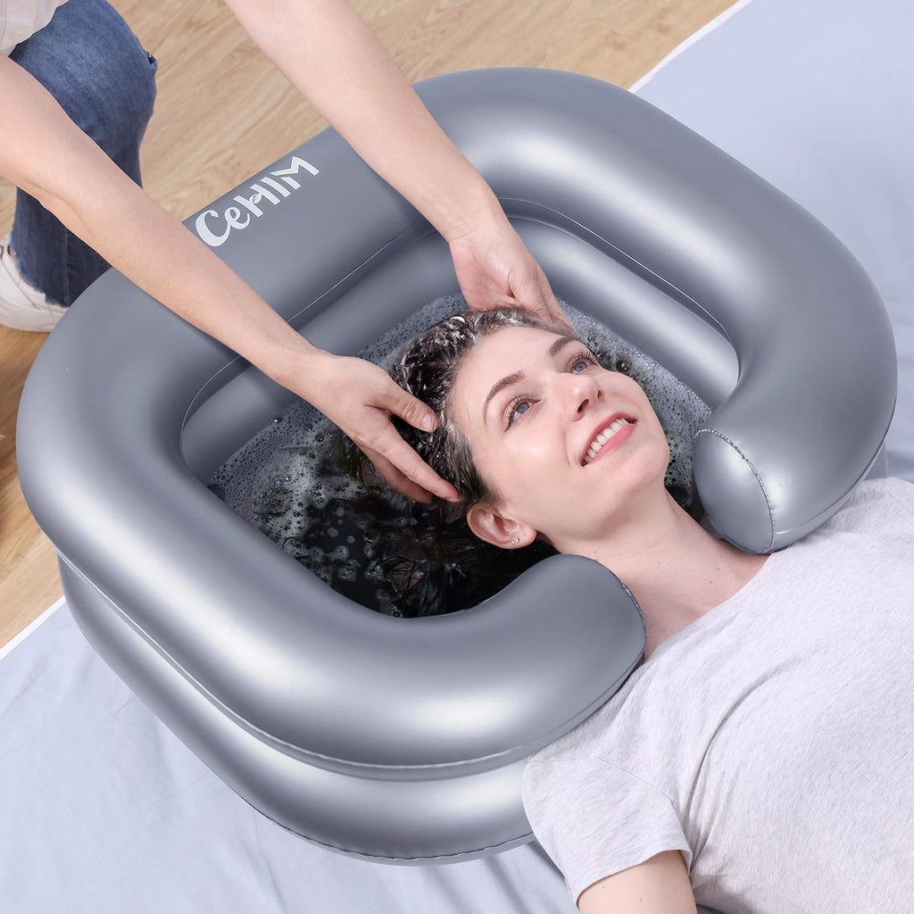 Cehim Inflatable Shampoo Basin - Portable Shampoo Bowl, Hair Washing Basin for Bedridden, Disabled,Injured, Hair Wash Tub for Dreadlocks and at Home Sink Washing