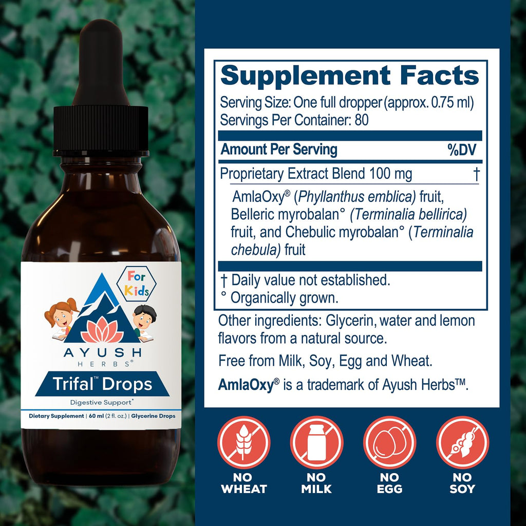 Ayush Herbs Trifal Drops, Children, 2 FL Oz Dropper Bottle (80 Servings)