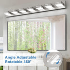 LKHF LED Modern Bathroom Vanity Light Fixtures, Dimmable Brushed Nickel Vanity Lights for Bathroom Lighting Fixtures Over Mirror, with 360° Rotatable Acrylic Heads 7-Light 48-inch (Cool White 6000K)