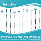 TelesPro 36 Feet High Reach Window Squeegee with 7-30 Ft Extension Pole, Window Cleaner Tool with 5-Stage Telescoping Pole, Window Cleaning Kit with Rotatable Head (2 Squeegee & 2 Microfibre Cloths)