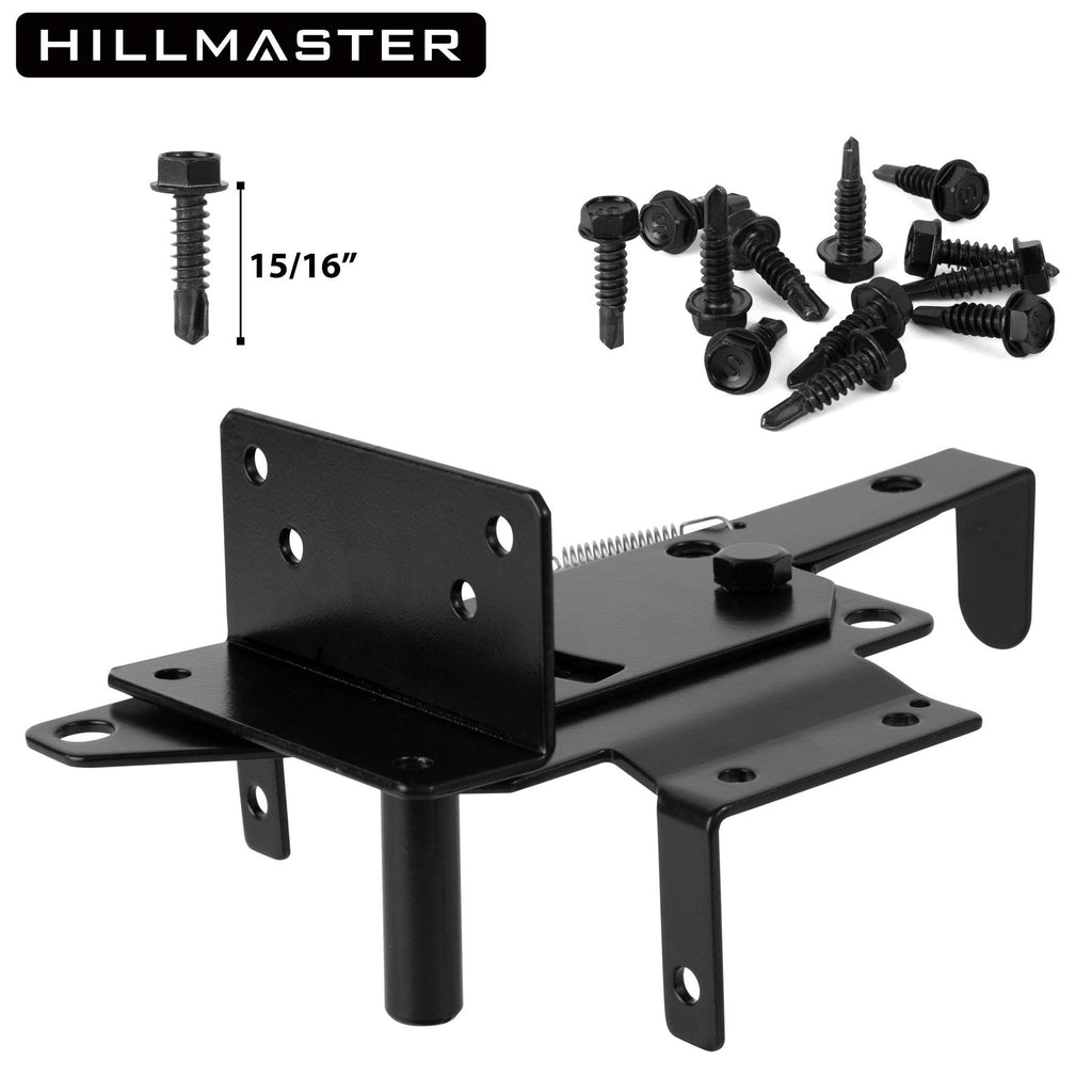 HILLMASTER Heavy Duty Self-Locking Gate Latch for Wooden Fence, Post Mount Automatic Gate Lock Gravity Door Latch Hardware for Secure Pool, Outdoor Garden, Metal Gates Vinyl Fence, Black Finish
