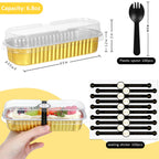 EgticHome Mini Loaf Pans with Lids and Spoons (100 Pack, Gold, 6.8oz) Rectangular Aluminum Foil Baking Pans