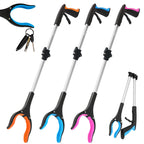 32" Grabber Reacher Tool – 3 Pack Foldable Reacher Grabber Pickup Tools for Seniors, Disabled, Trash Pickup, and Hard-to-Reach Areas, Ergonomic Grip & Lightweight Design（Orange Blue Pink）
