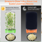 Seed Sprouting Jar Kit with Mung Beans 2.9oz, 2 Wide Mouth Mason Jars with Sprouting Lids, Drain Tray Blackout Sleeves, Sprouts Growing Kit for Growing Bean, Broccoli, Alfalfa, Radish Sprout Seeds