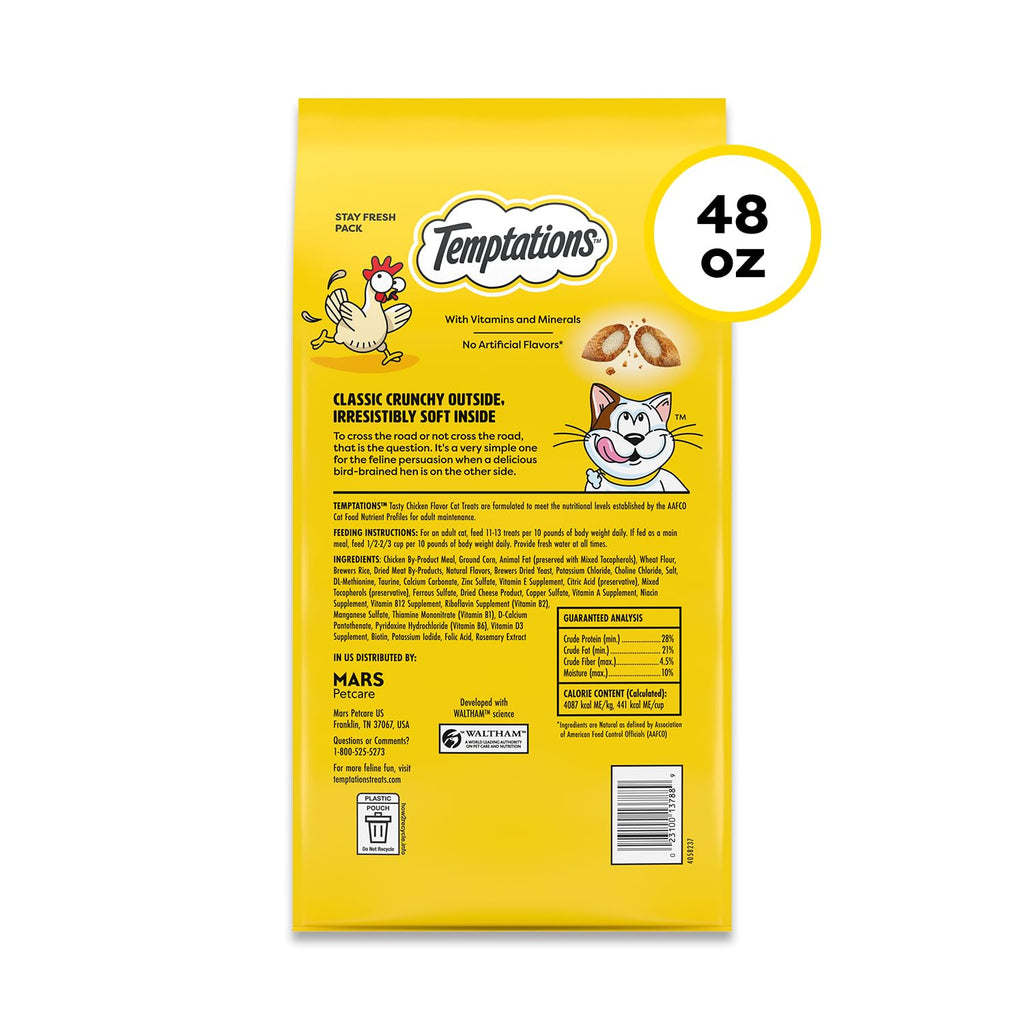 Temptations Classic Crunchy and Soft Cat Treats, Tasty Chicken, 48 oz