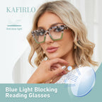 Kafirlo Oversized Reading Glasses For Women Readers Oprah Style Blue Light Blocking Computer Cheaters Designer Ladies Square Large Frame Stylish Fashion Funky Cute Trendy Big Head Best 3 Pack +1.50