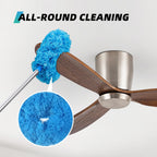 DRQ Ceiling Fan Cleaner Duster, 2 Pack Reusable Microfiber Duster with Extension Pole, 13 to 48 Inch Fan Blade Cleaner, Removable Dusters for Cleaning Walls Bookshelves Door Window Top (Blue)