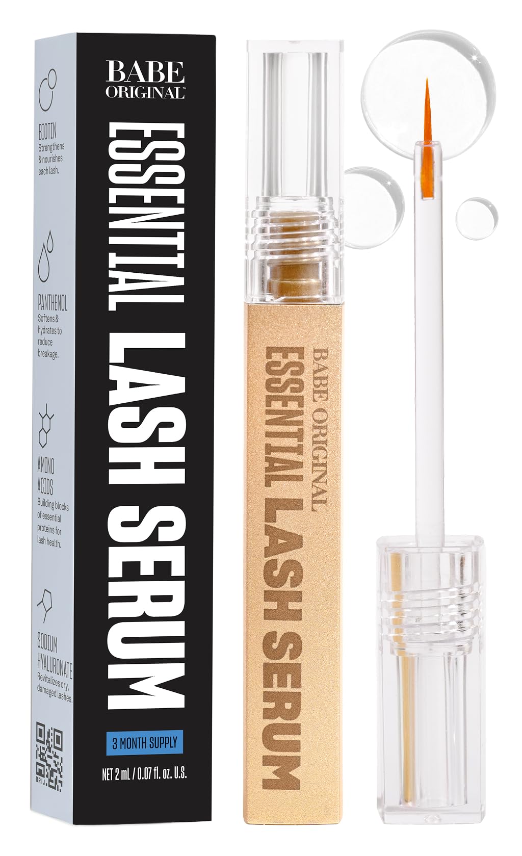 Babe Original Essential Lash Serum for Visibly Longer-Looking Lashes, 2mL