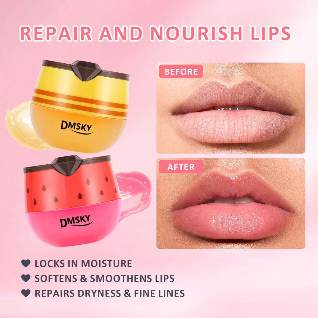 DMSKY 12 PCS Bee Lip Balm Lip Mask Honey Pot, Propolis Sleeping Lip Mask for Dry Chapped Lips, Mothers Day Gifts, Easter Basket Stuffers, Skincare Gifts for Women Girls