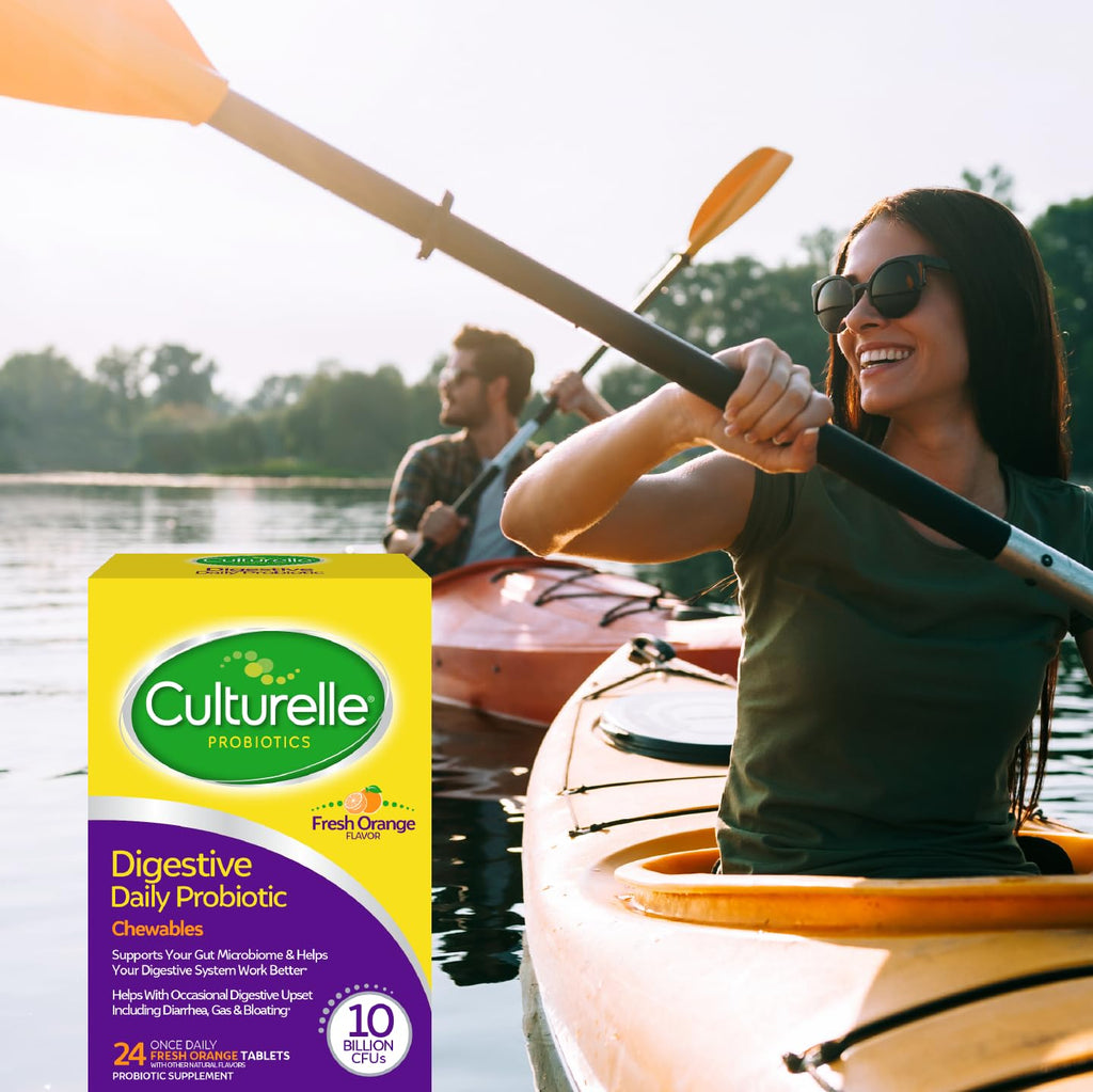 Culturelle Digestive Health Daily Probiotic Chewables, Probiotic For Men and Women, Most Clinically Studied Probiotic Strain, 10 Billion CFUs, Supports Occasional Diarrhea, Gas & Bloating, 24 Count
