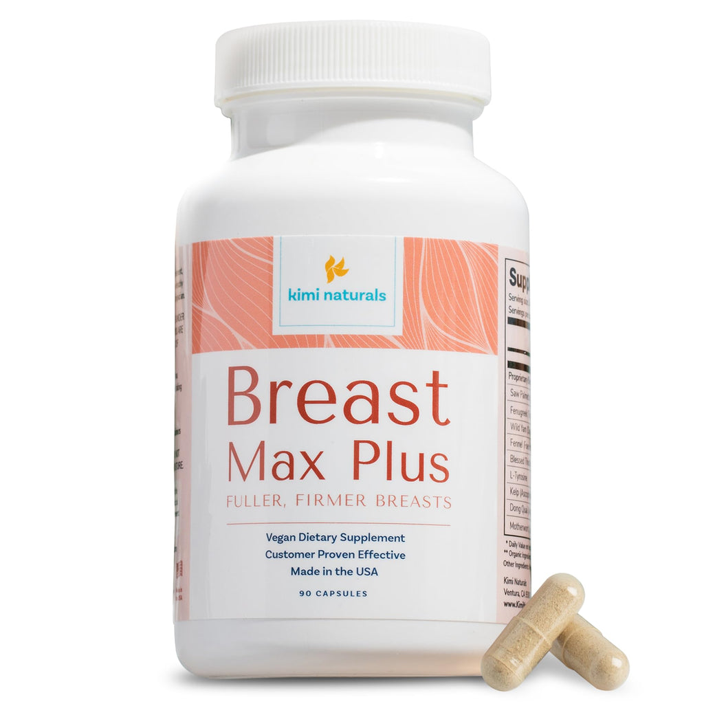 KIMI Naturals Breast Max Plus - Breast Enhancement Pills | Breast Enlargement Supplements with Fenugreek, Breast Growth, Supports Breast Firmness | 90 Capsules