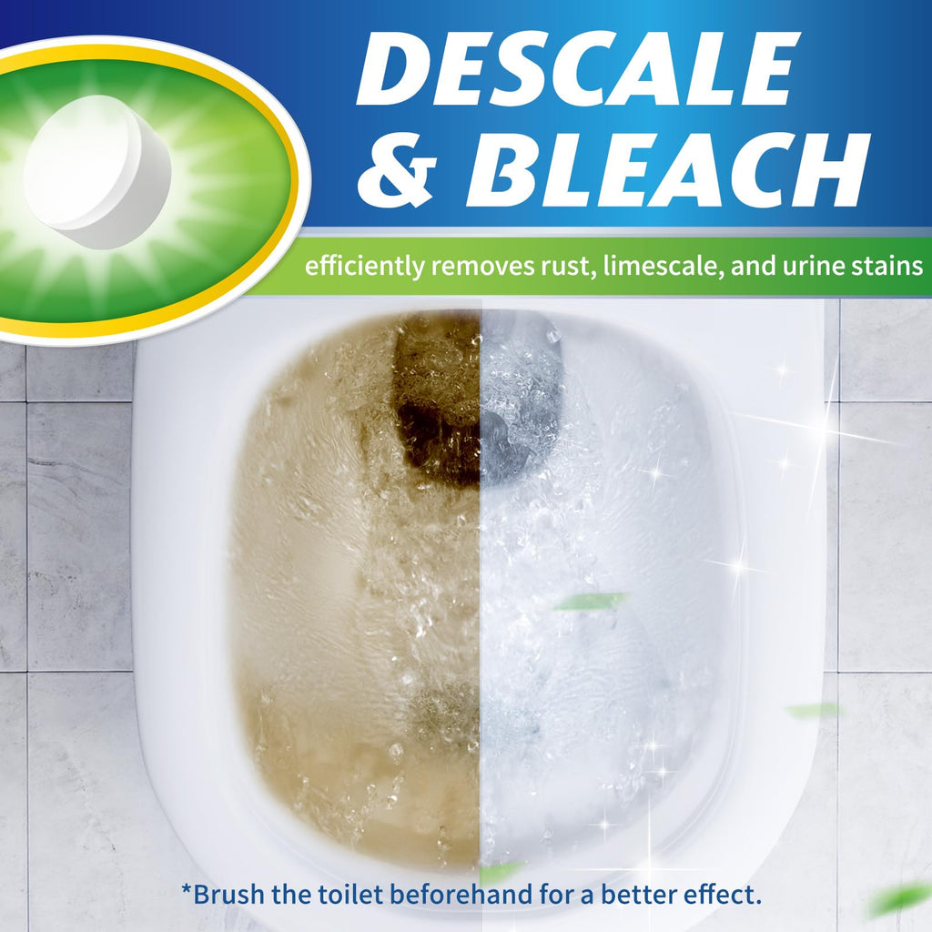 Ksend Toilet Bowl Cleaner Tablets - 40 PCS Automatic Bleach Toilet Cleaner Tablets, Slow-Releasing Deodorizing & Descaling, Powerful Bathroom Tank Cleaner