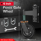 6 Inch Heavy Duty Fence Gate Wheel - 500lb Capacity for Metal Tube Gates with 360 Degree Rotation Spring Loaded Caster - Includes Screws and Screwdriver - Durable Wheel for Smooth Operation (Black)