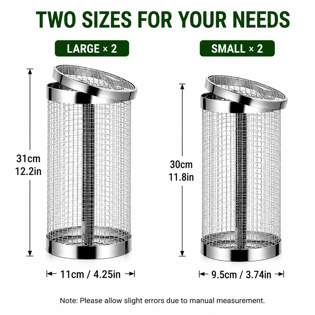 4PCS Inground Worm Composting Bin Turn Food Waste into Nutrient-Rich Soil Increase Soil Fertility Stainless Steel Composting Bin with Holes and Lid for Outdoor Garden Vegetable Patch Backyard