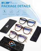 JM Oversized Reading Glasses for Women - Square Stylish Readers for Woman Men/W Blue Light Blocking Trendy Womens Computer Reader Eye Glass Fashion Bluelight Eyeglasses/W Large Frames Clear Lens(1.50)