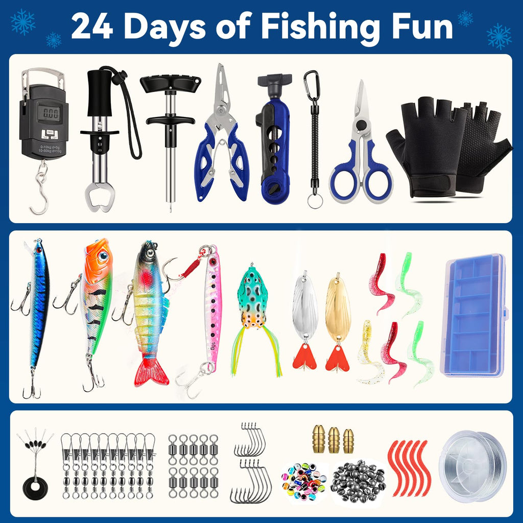 Fishing Advent Calendar 2026 Men Teen 24 Days Assorted Fishing Accessories
