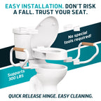 Lunderg Raised Toilet Seat with Handles - Elongated - Easy to Install Toilet Seat Risers for Seniors - Adds 3 Inches & Works like the one you’ve always used - Elegant design - No Hospital Vibe