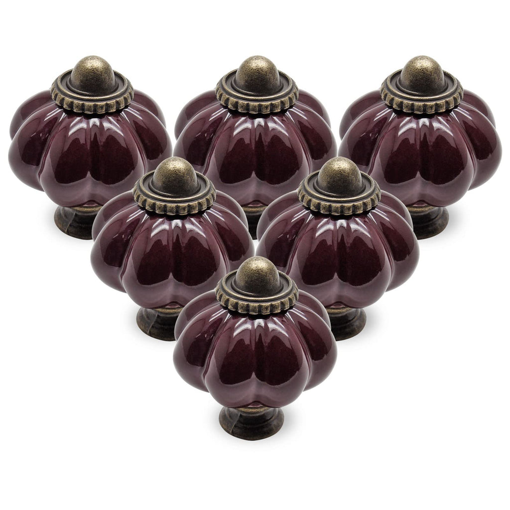 Seimneire 25pcs Dark Purple Vintage Ceramic Cabinet Knobs and Drawer Pulls with Mounting Screws