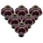 Seimneire 25pcs Dark Purple Vintage Ceramic Cabinet Knobs and Drawer Pulls with Mounting Screws