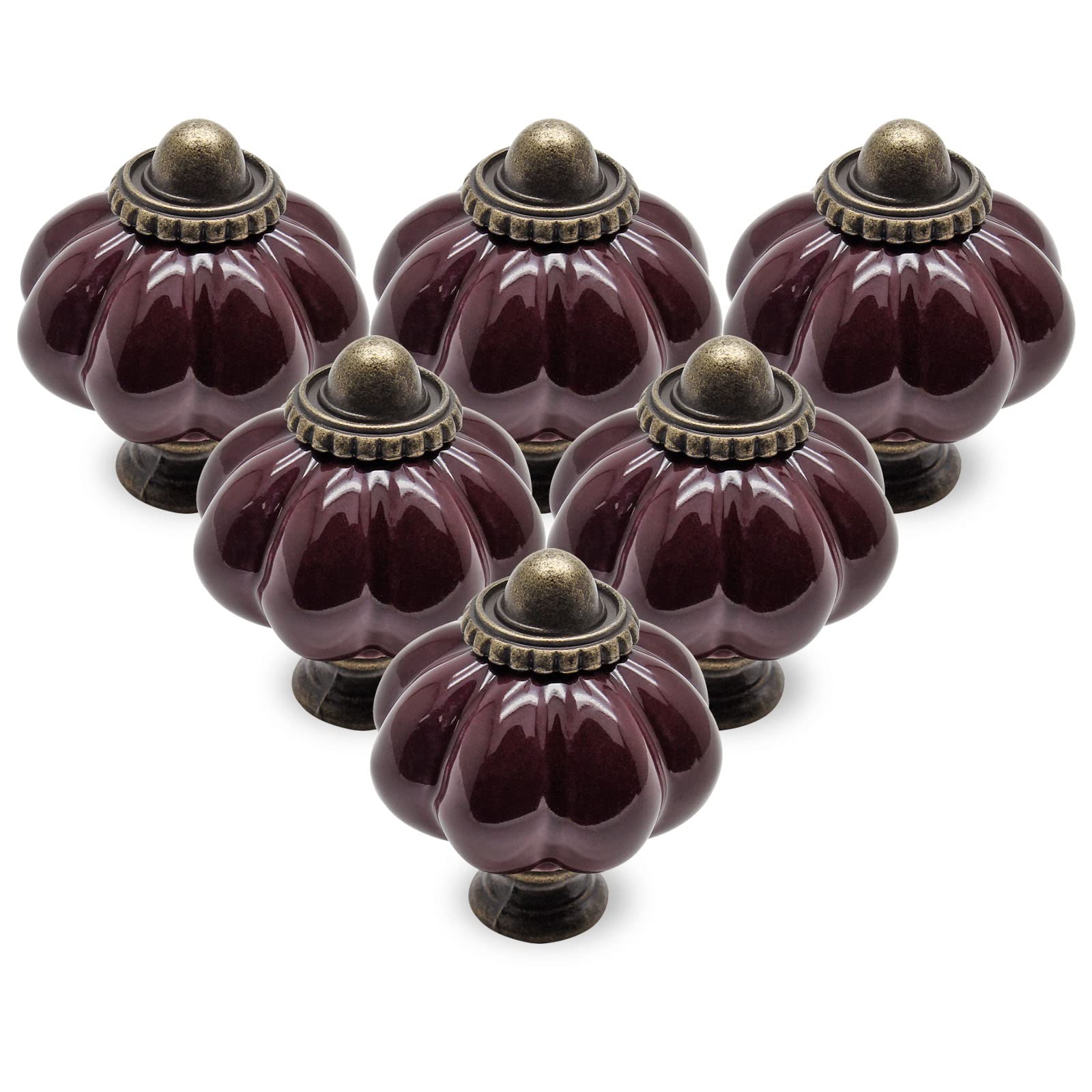 Seimneire 25pcs Dark Purple Vintage Ceramic Cabinet Knobs and Drawer Pulls with Mounting Screws