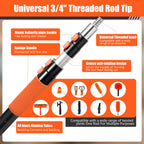 26FT Light Bulb Changer for High Ceilings with 5-20FT Heavy Duty Extension Pole,High Ceiling Fan Duster Extendable Reusable Cobweb,Feather,Window Cleaning Squeegee Kit for Home & House,Interior Roof