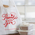 TGEONIX 300 Pack Upgraded White Thank You T-Shirt Bags - 11.5"x6.5"x21" Reusable Grocery Bags with Handles, Eco-Friendly Retail Packaging for Supermarket & Small Business