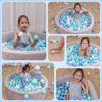 MoonxHome Ball Pit Balls for Toddlers & Dog, BPA Free Crush Proof Plastic Toy Balls for Ball Pit, Children's Pool Water Toys, Ideal Gift for Christmas Balls for Play Tent 2.15" 100pcs White&Green&Blue