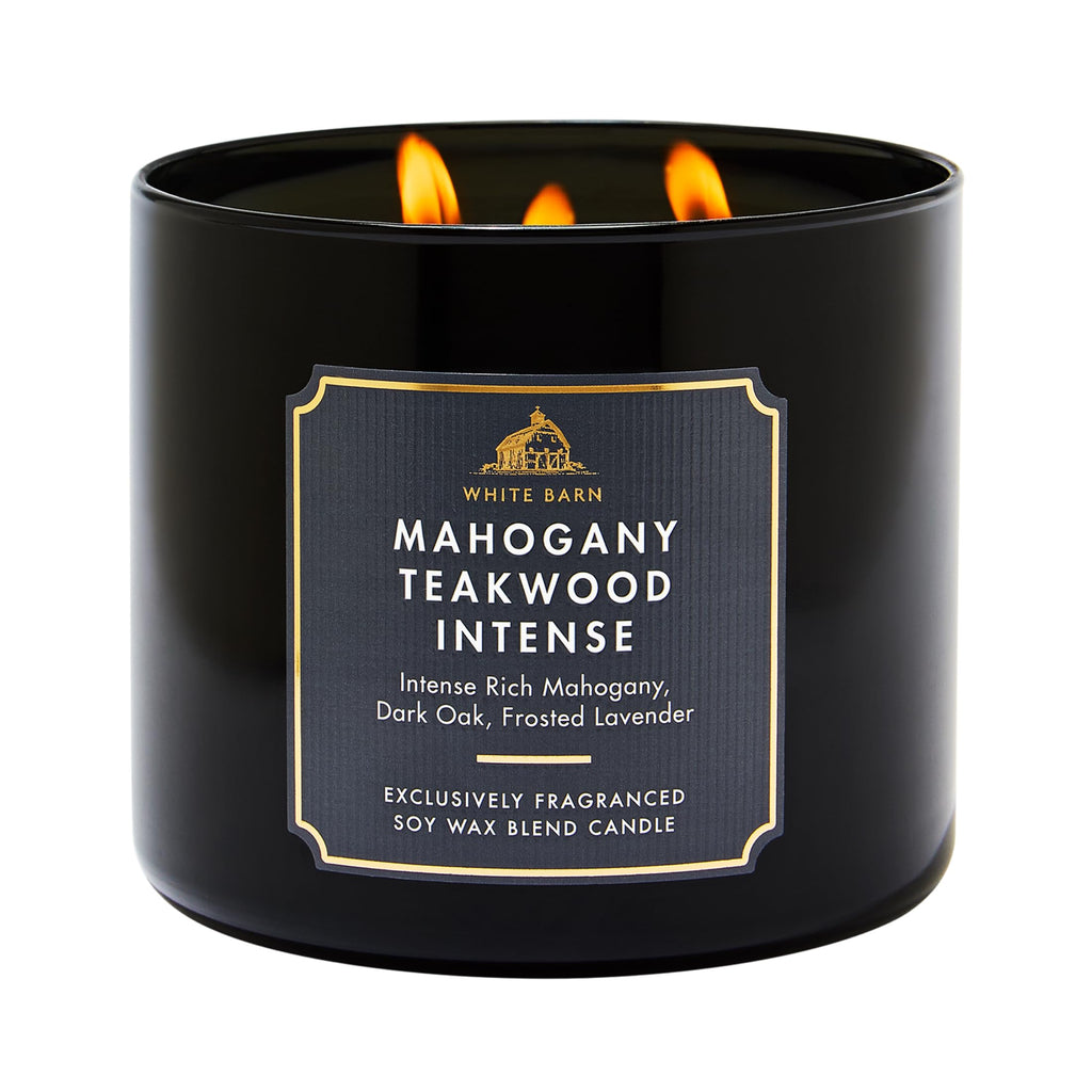 Bath & Body Works 3-Wick Candle, Mahogany Teakwood Intense, Soy Wax Blend