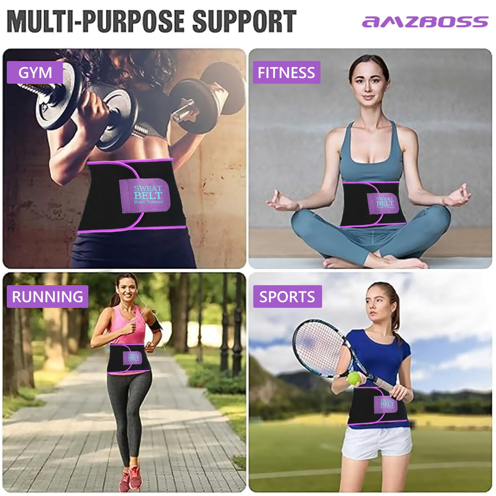 AMZBOSS Waist Trainer for Women Lower Belly Fat, Waist Sweat Band for Women, Belly Band Sweat Belt, Body Shaper, Stomach Wrap (Purple,X-Large)