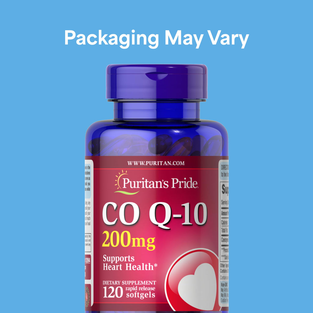 Puritan's Pride Coenzyme CoQ10 200mg, Dietary Supplement for Heart Health, Blood Pressure, Oral Gum Health, and Healthy Aging Support, 120 Servings, Rapid Release Softgels