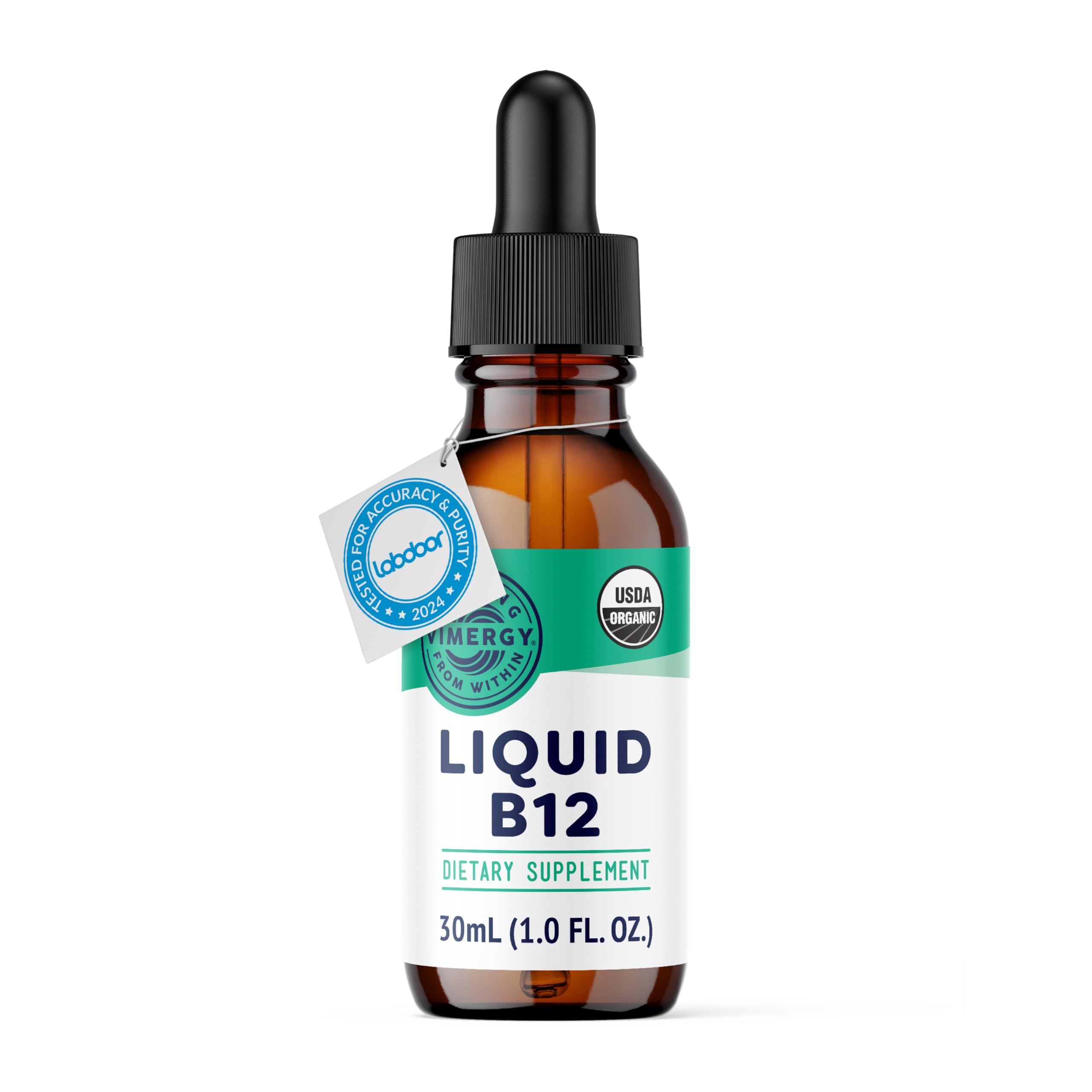 Vimergy USDA Organic Liquid Vitamin B12 Supplement 2500 mcg, Methylcobalamin & Adenosylcobalamin Fast-Absorbing Energy Support, Vegan, Non-GMO B12 Vitamins for Women & Men 30 Serving (30 mL)