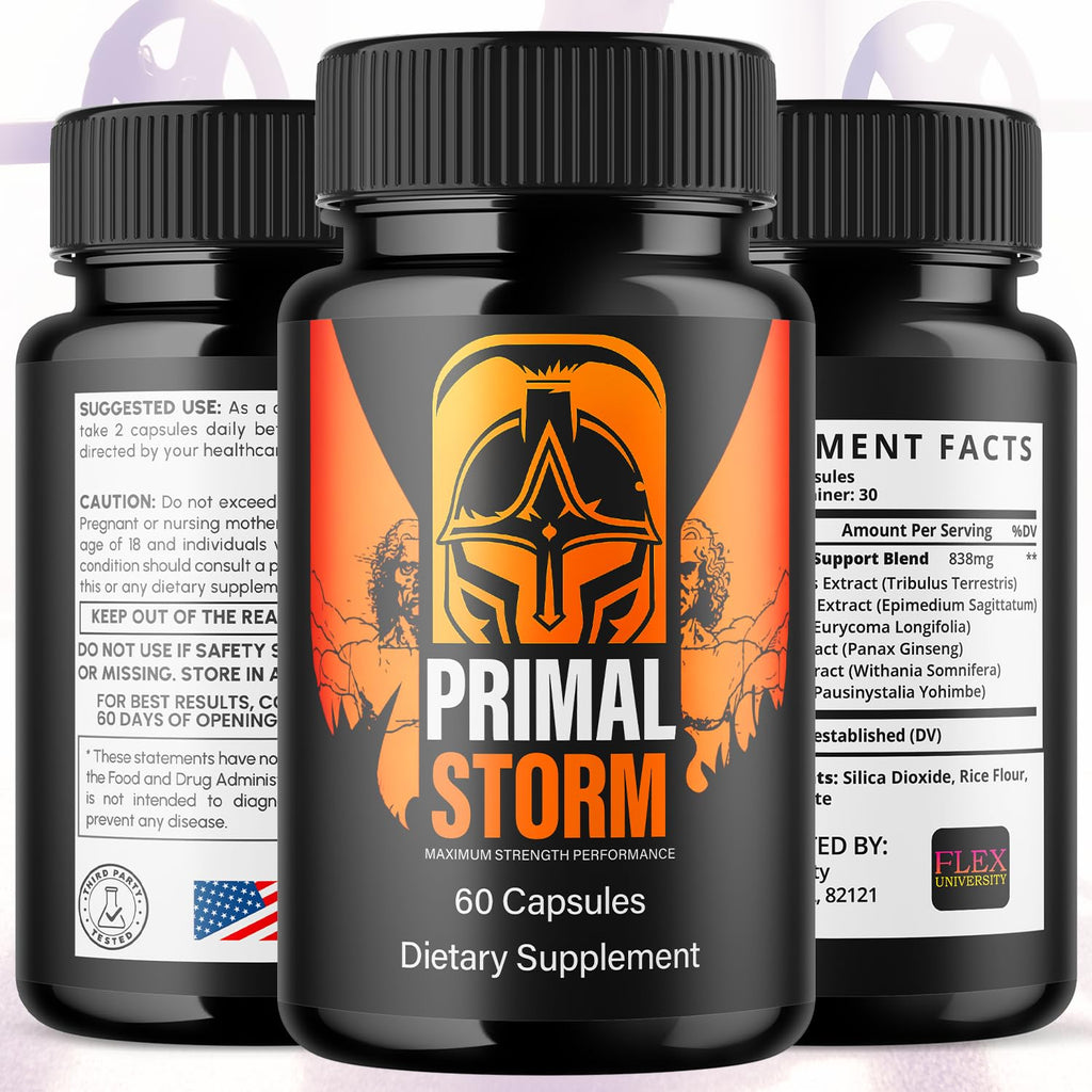 (2 Pack) Primal Storm Capsules, PrimalStorm Pills for Men with All Natural Ingredients, Advanced Formula Men's Health and Wellness Support Pill, Maximum Strength Multivitamin Supplement (120 Capsules)